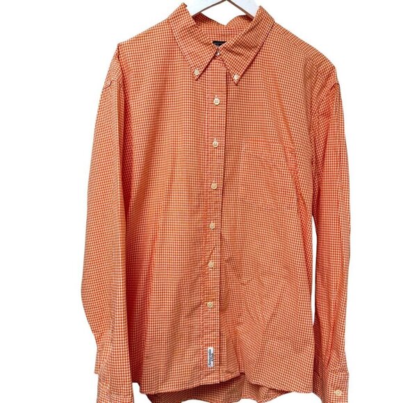 Abercrombie & Fitch Mens Shirt Orange Check Long Sleeve Preppy Button up Cotton - Picture 1 of 7